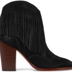 Sam Edelman Black Suede Fringe Ankle Boots